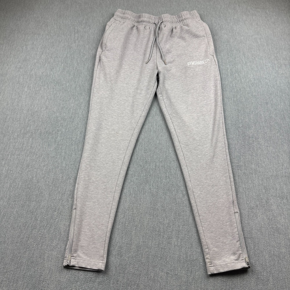 Gymshark Pants Men Small Gray Tapered Bottoms Ankle Zip 29" Athletic Workout Gym
